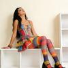 Seamless Colorful Stripes Stockings Elastic Gradient Color Tights Rainbow Pantyhose  Girl