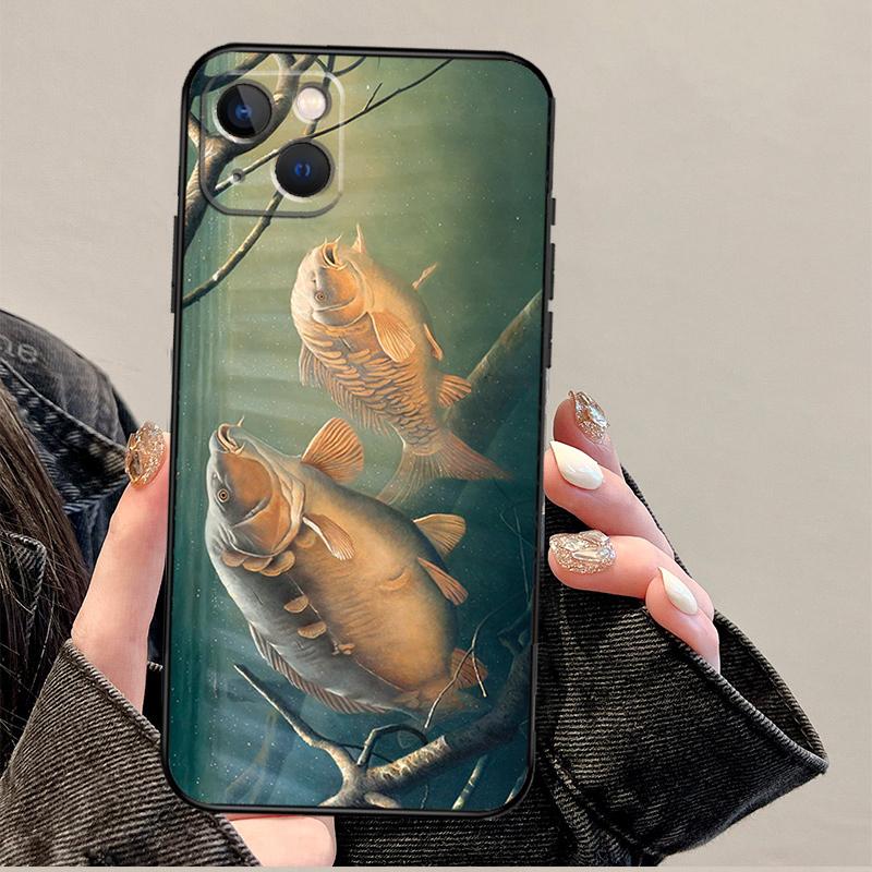 Carp Fishing Phone Case For iPhone 17 Pro Max 14 13 12 11 15 16 Pro Max Mini 15 Plus 16e 17 Air Cover