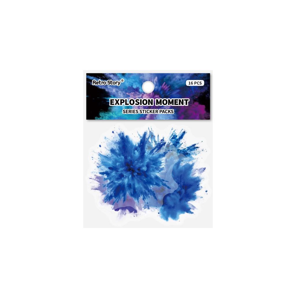 Retro Story Washi Stickers: Explosion Moment Series - 16 Sheets, Assorted Shapes for DIY Journals (6 Types)