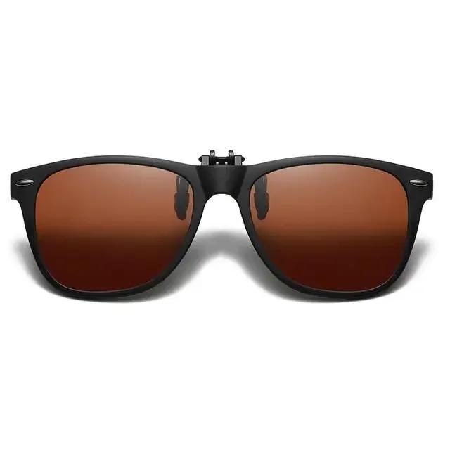 Men's Polarized Clip-On Sunglasses Vintage Square Design Anti-Glare Night Vision Driving Goggles