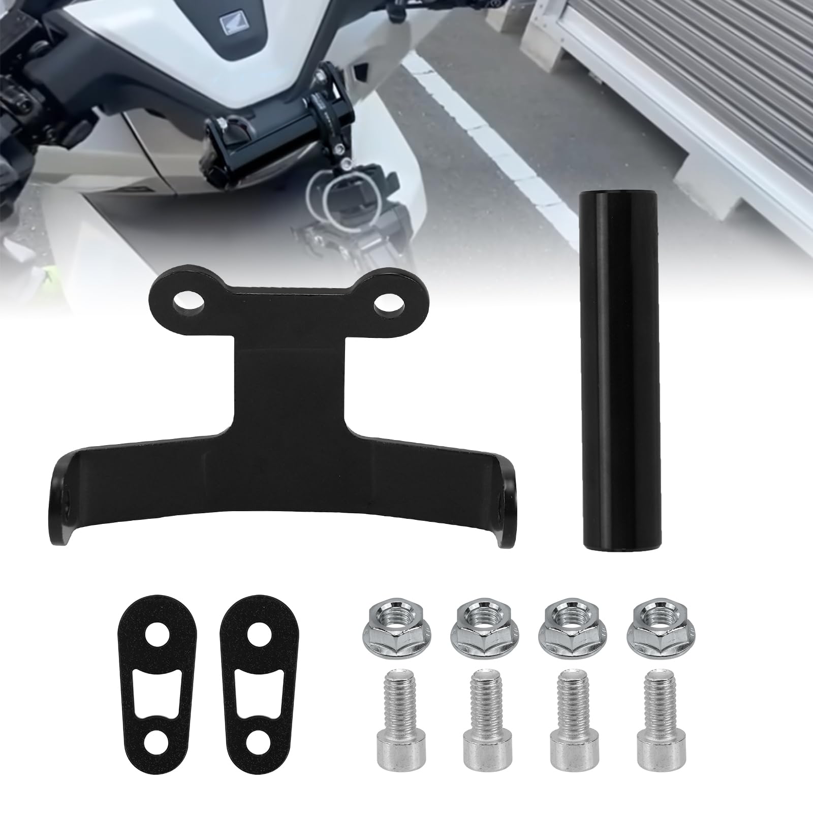 Sporacingrts Bracket Fits PCX125 JK05 and PCX160 machined includes side stays and round compatible with and enhances Multi-Stay Kit, KF45. Black, чёрный
