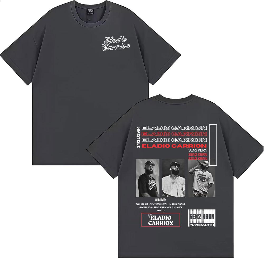 2025 Summer Rapper Eladio Carion Sen2kbn Album Tour Tshirt Mens Hiphop High Street Tshirt 100 Cotton Oversized Tshirt