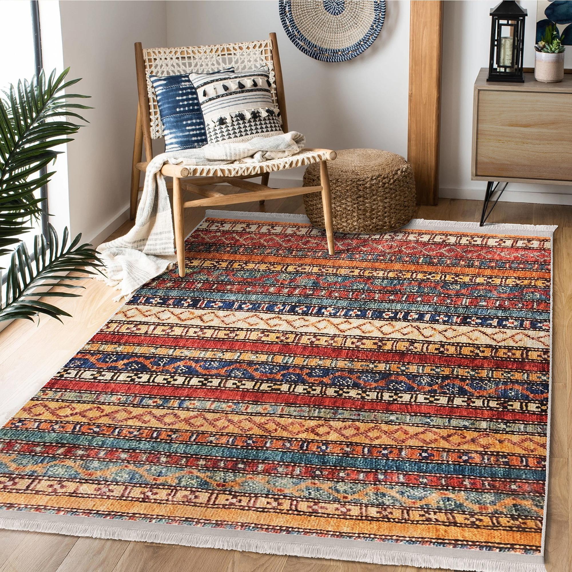 

Hereke Pattern Machine-Washable Non-Slip Rug