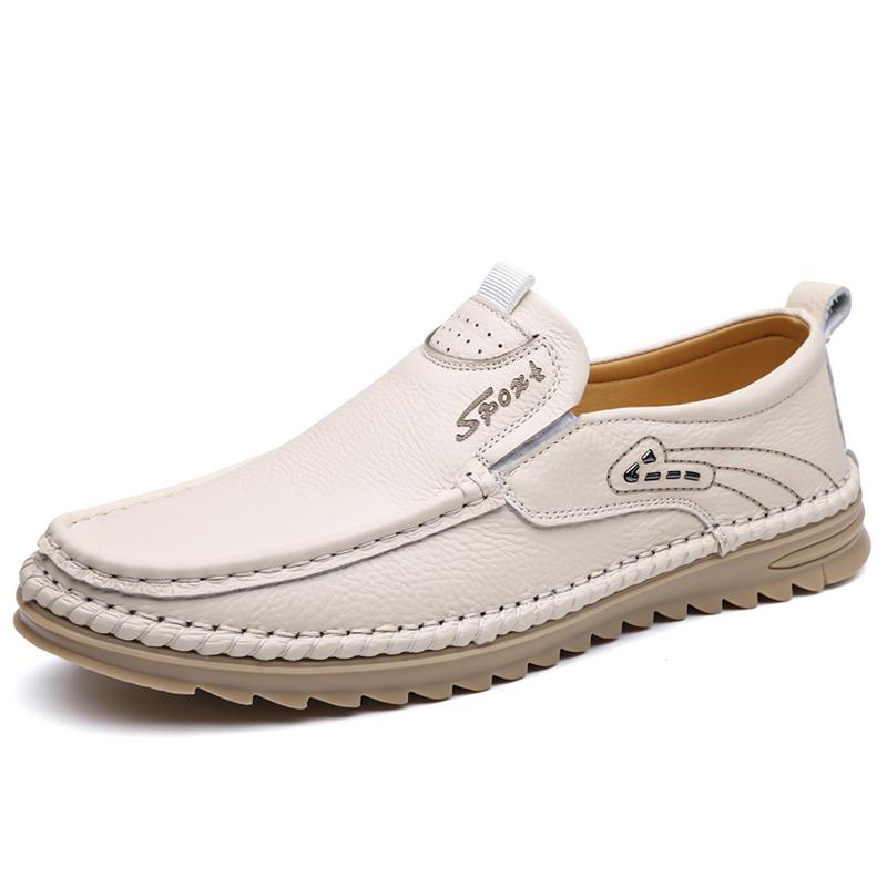 New Style Business Casual Leather Shoes with Soft Cowhide Soles - One-piece Slip-on Casual Dad Shoes Lightweight Men's Shoes