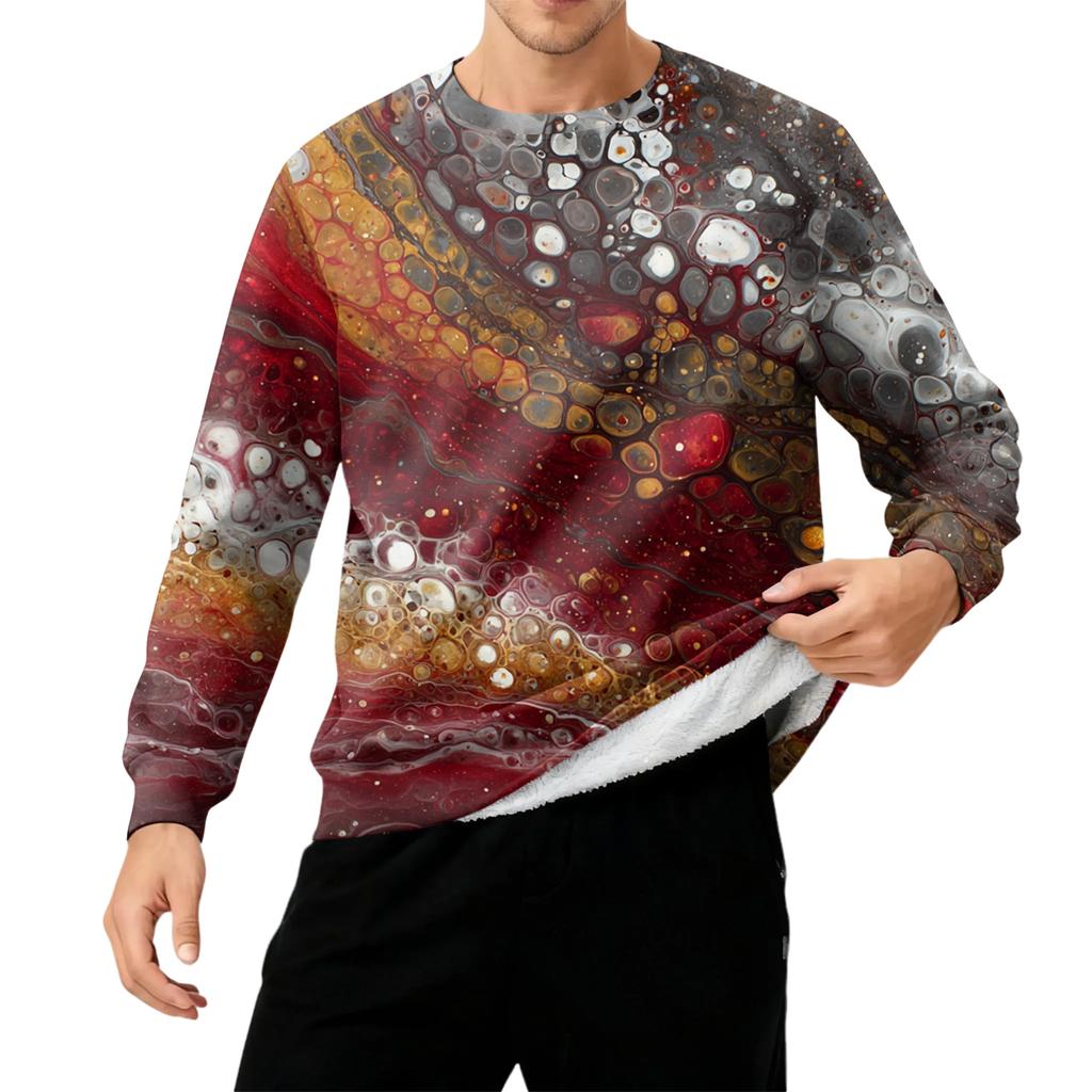 Men's Round Neck Fleece-Lined Thick Warm Sweatshirt