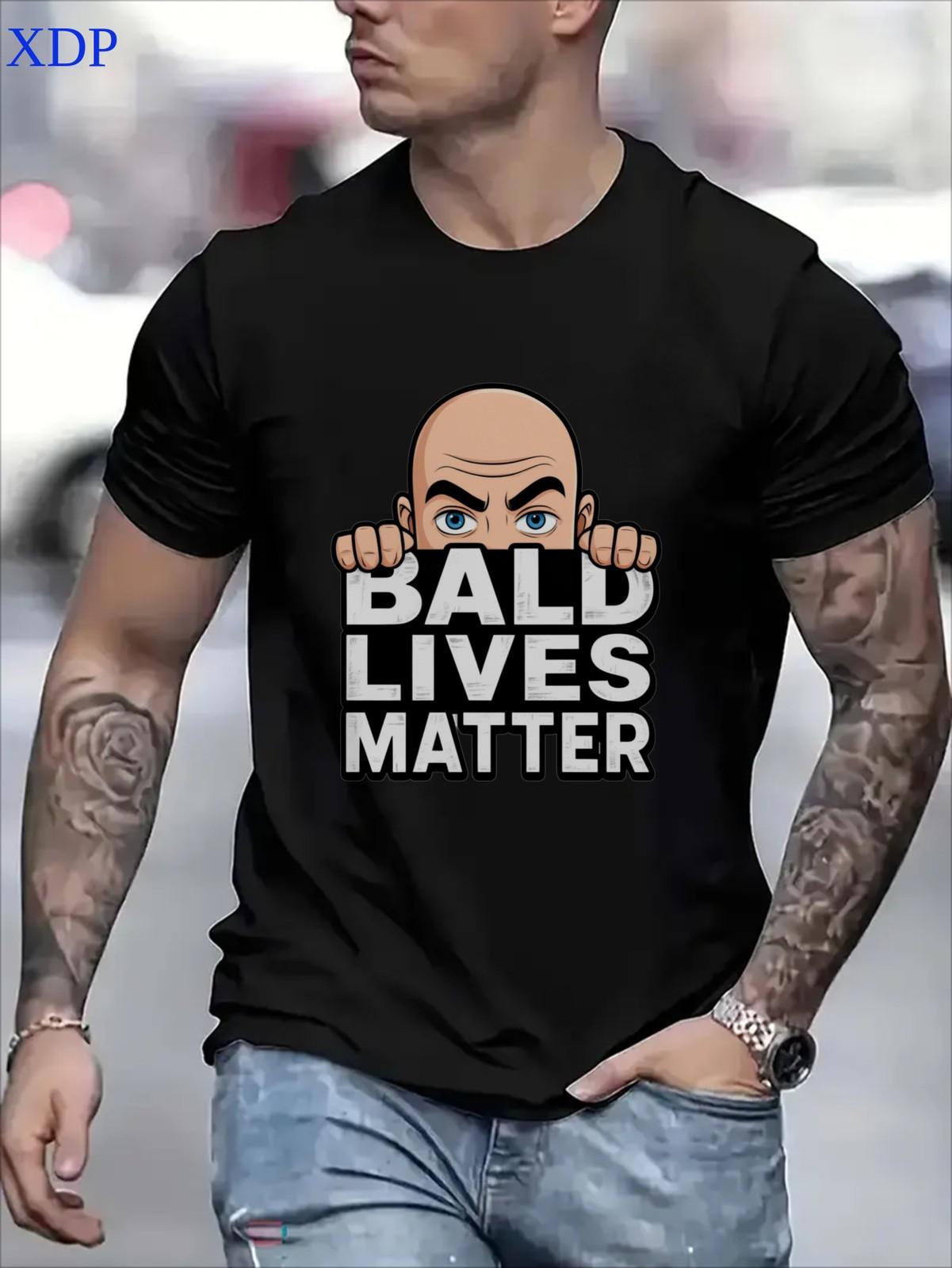 Men s Bald Lives Matter T-Shirt - Funny Baldness Awareness Tee with Bald Guy Gr S разноцветный