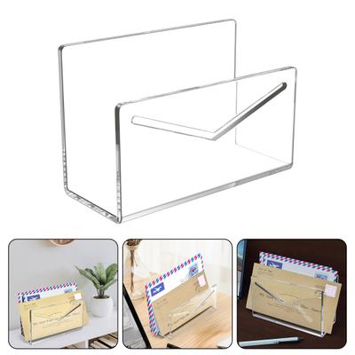 Portacorreos de acrílico transparente, organizador de cartas, borde liso, sin rebabas, liviano, para encimera, portacartas vertical