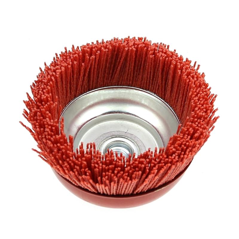 1PC 100mm M14 Cup Nylon Abrasive Brush Wheel P80 Pile Polymer Abrasive Grinder Tool 3" 4" 5"