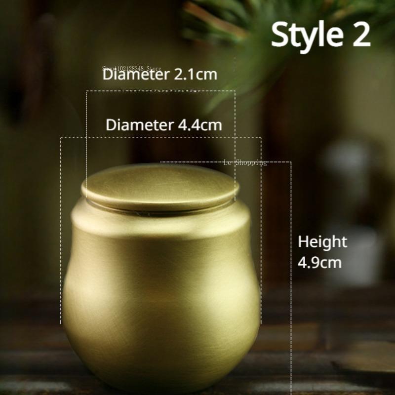 Incense Powder Jar Vintage Pure Copper High Lid Mini Tea Jar Home Indoor Tea Room Incense Decoration Aromatherapy Appliance