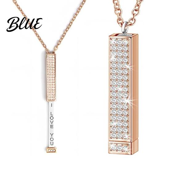 Love Necklace with Hidden Message I You Secret Slider Adjustable