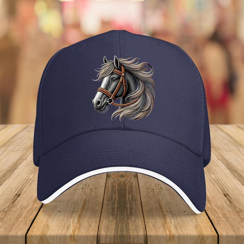 Horse Head Equestrian Graphic Baseball Cap Polyester Adult Outdoor Adjustable Sun Protection