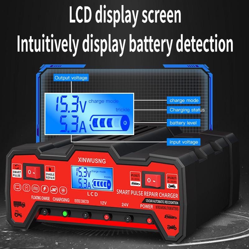 High-Power 12V/24V Intelligent Car & Truck Battery Charger