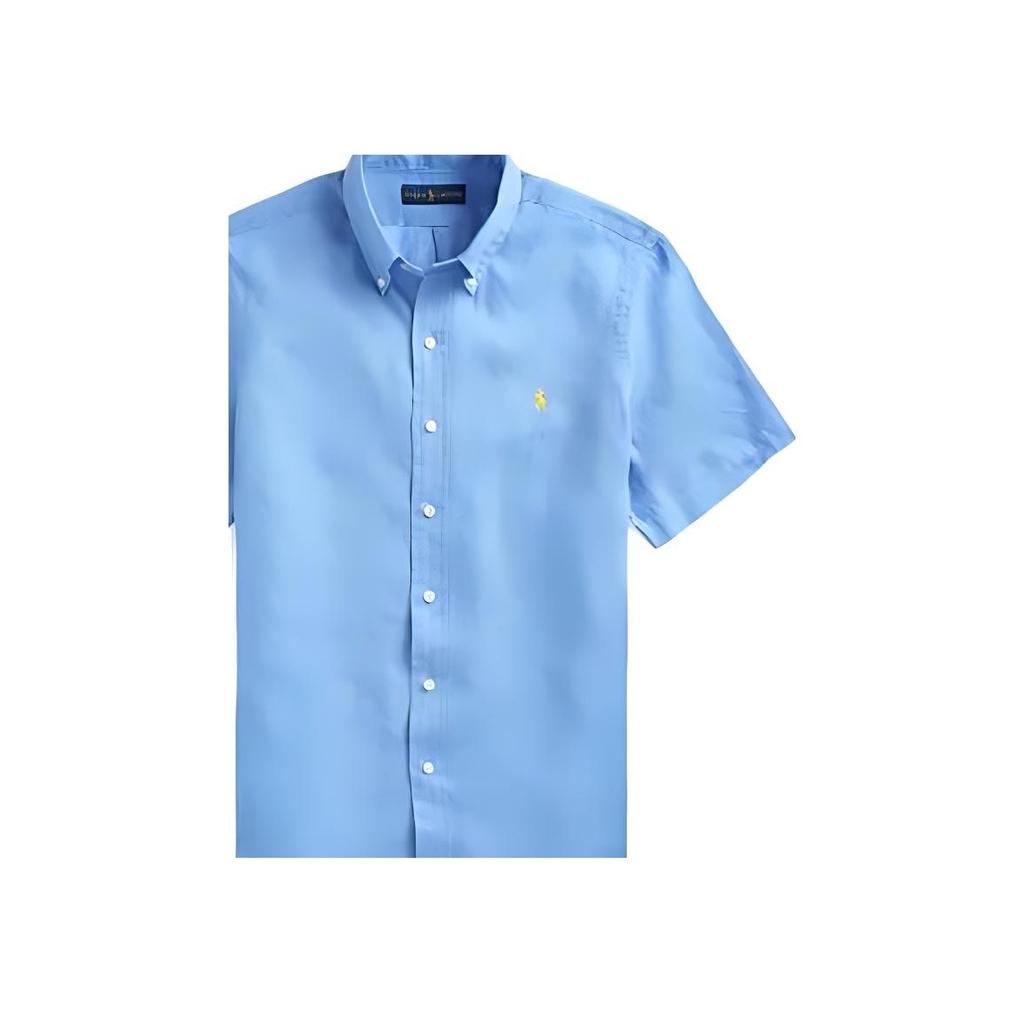 Polo Ralph Lauren Ss23 Solid Color Logo Embroidered Single-Breasted Shirt Men shirts Light-Blue 710866964-007