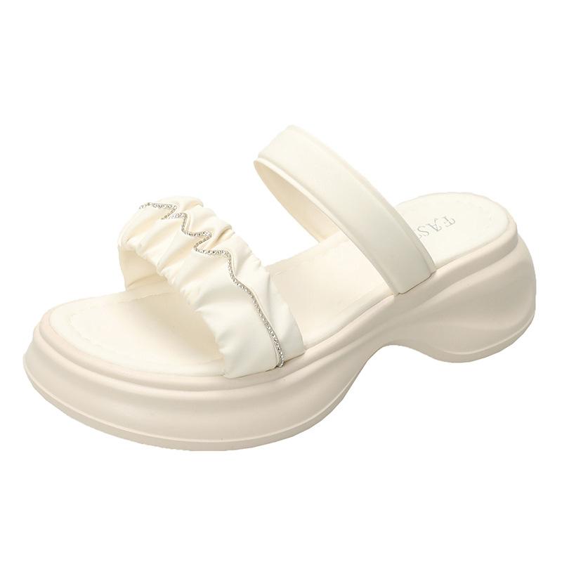 High-heeled Slippers Thick-heeled French Retro Half Slippers 2025 New Summer Lazy One-pedal Cool Slippers Women's Shoes