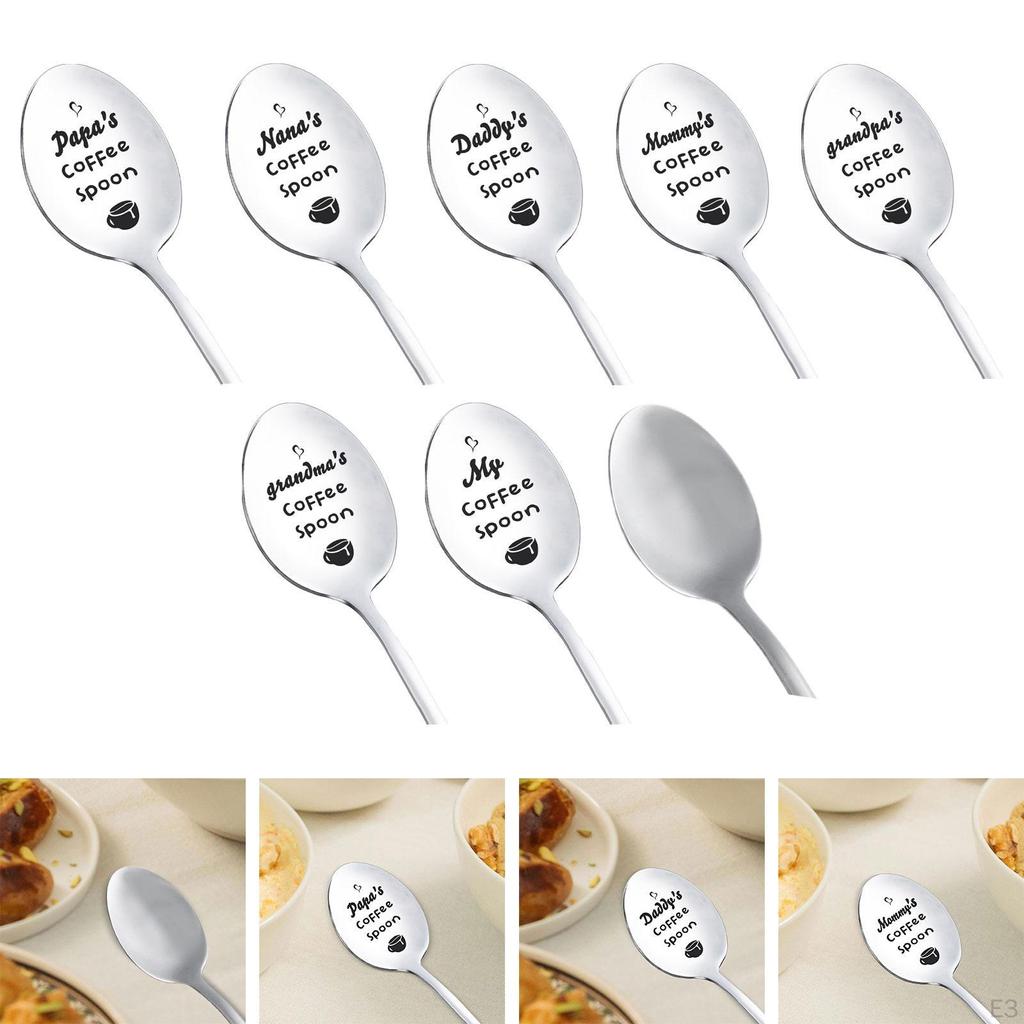Engraved Stainless Steel Spoon Fathers Day Gifts for Dad Portable Coffee Tea Cooking Utensil