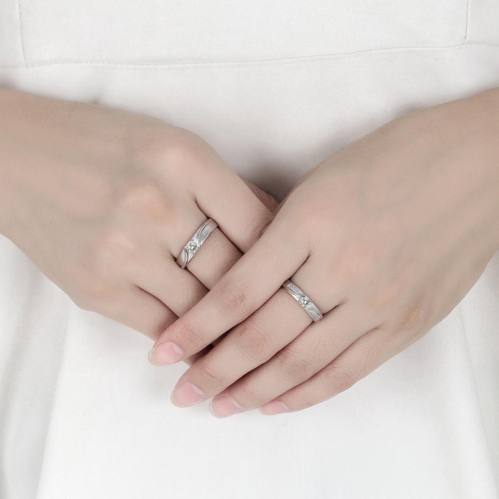 2pcs 925 Silver Couple Rings Zircom For Women Man Exquisite Student Girlfriend Silver Jewelry Accessories Wedding R51