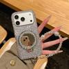 Luxury Full Diamond iPhone 13/14/15 Pro Max Mirror Stand Case with Lanyard