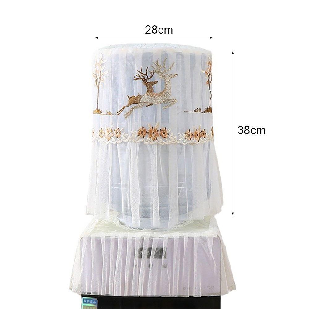 2Pcs/Set Dustproof Bucket Sleeve Lace Embroidered Printed Barrel Dust Cover Water Dispenser Cover