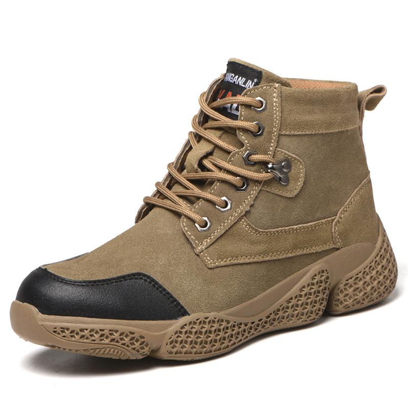 

Holfredterse Обувь Мужская Обувь со Стальным Носком Коровья Замша Защита от Проколов Рабочие Ботинки Износостойкие Кроссовки для Хайкинга 1688-007 38