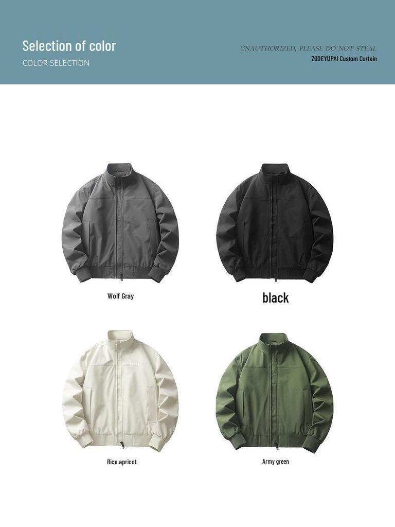 Windproof Custom Embroidered Coach Flight Jacket with Stand Collar