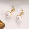 Elegant French retro pearl earrings niche design temperament round zircon high-end light luxury network explosive earrings