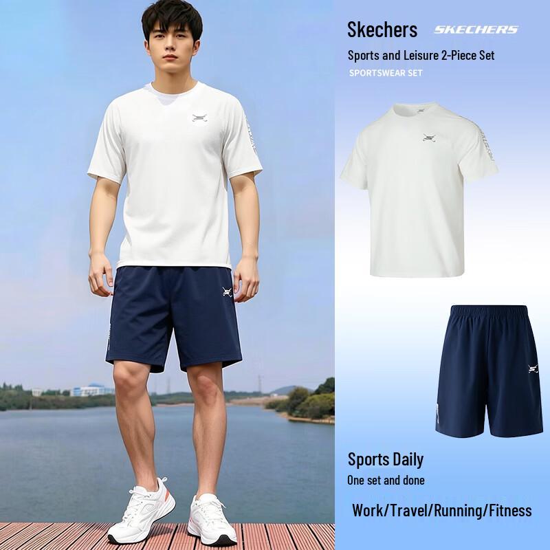 Skechers Men s Short-Sleeve Shorts Sport Suit M