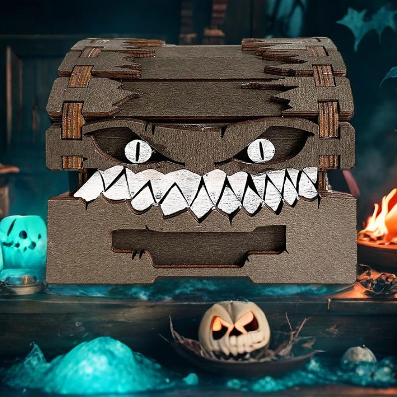 In Stock Dungeons & Dragons Game Figures Wooden Mimic Figure Creative Monster Treasure Chest Figurine Box Halloween Toy Gift