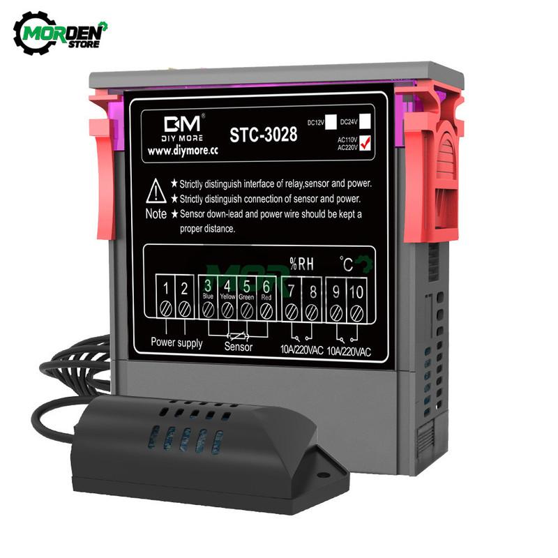 STC-3028 AC 10V 220V Digital Temperature Humidity Controller Thermometer Hygrometer Incubator Thermostat Humidistat