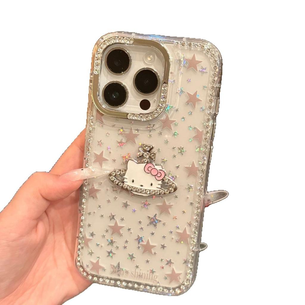 Hochwertige dreidimensionale Planet Thin Flash KT Katze Geeignet für IPhone 16 Promax Schutzhülle Apple 15 Handyhülle 14