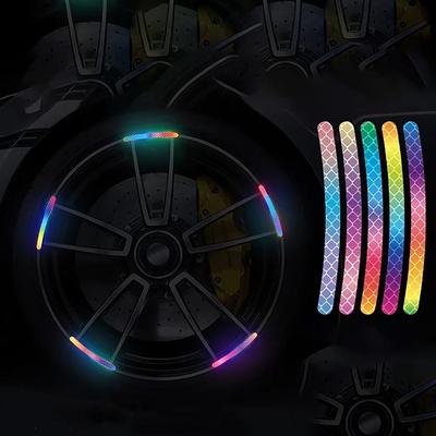 20 Stück Auto Radnabe Reflektierende Streifen Reifen Felge Bunte Aufkleber Nachtfahrdekorationen für Auto-Styling Zubehör