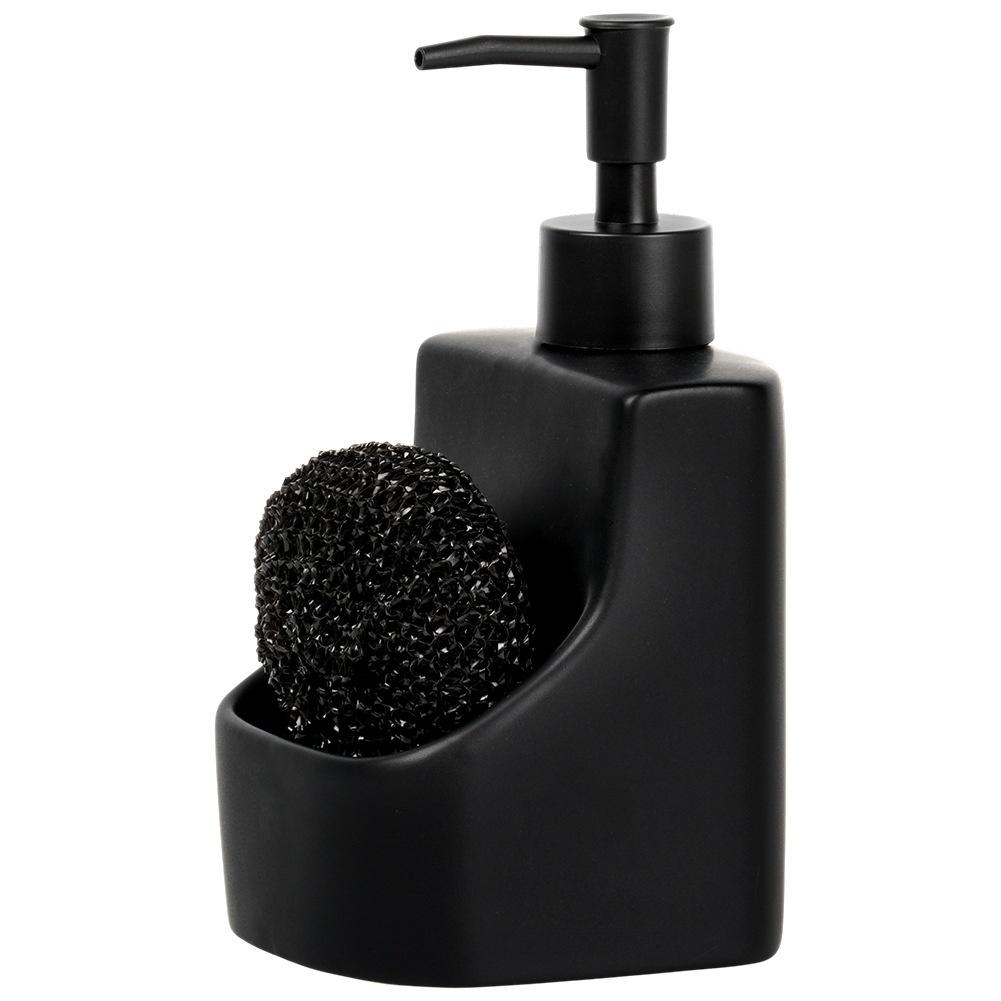Dozownik Kuchenny Płynu do Naczyń Pojemnik na Gąbkę Zmywak Czarny na Zlew