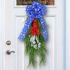 American Independence Day Wreath Door Hanging Holiday Bow Rattan Circle Window Scene Wall Hanging Decoration