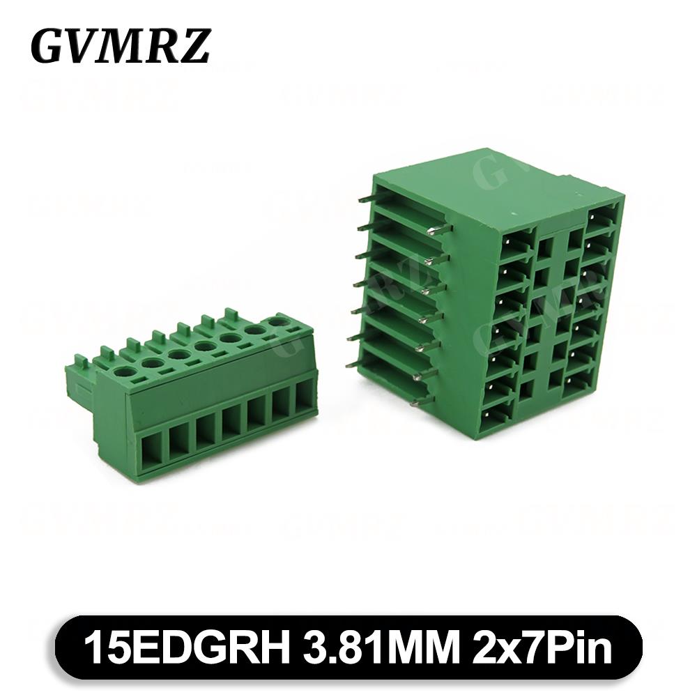 5Set 15EDG KF15EDGRH 3.81mm 2x2 ~ 2X12 pin Double row pluggable terminal block PCB welding plate Plug + Pin Socket