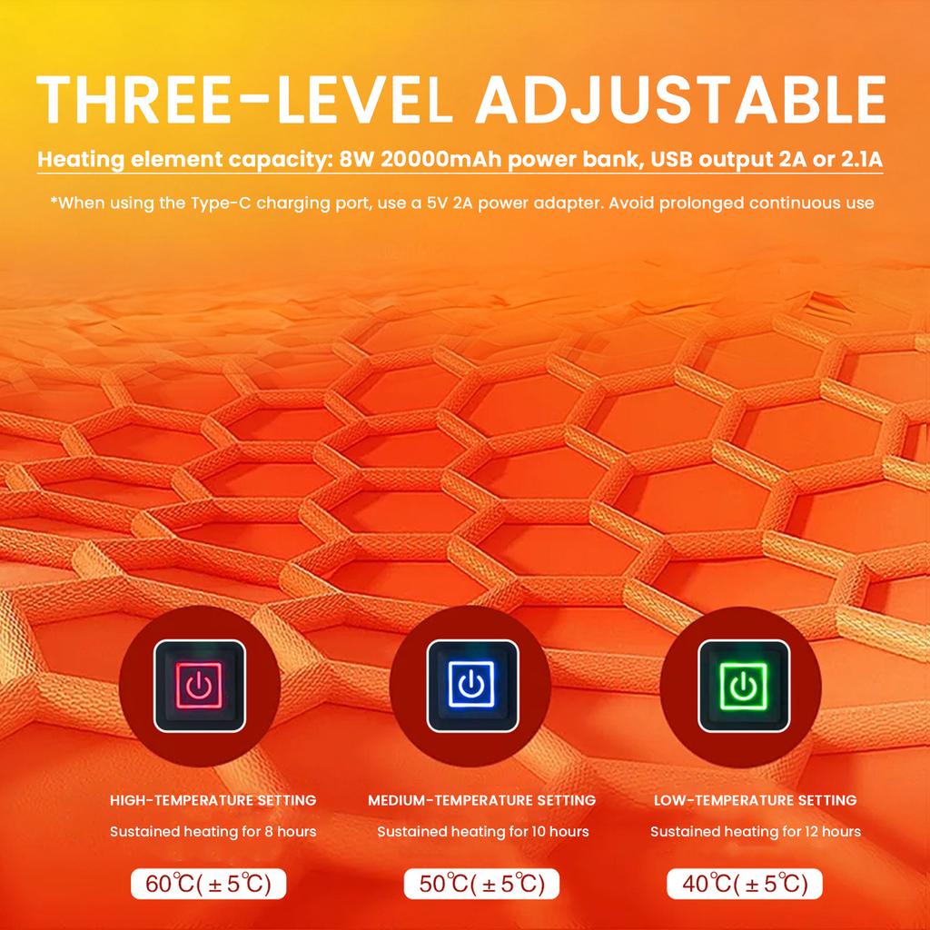 5V USB Heating Pad Foldable Seat Warmer 3-Level Temperature Heated Cushion Cold Resistant Heated Pad Outdoor Camping Seat Mat