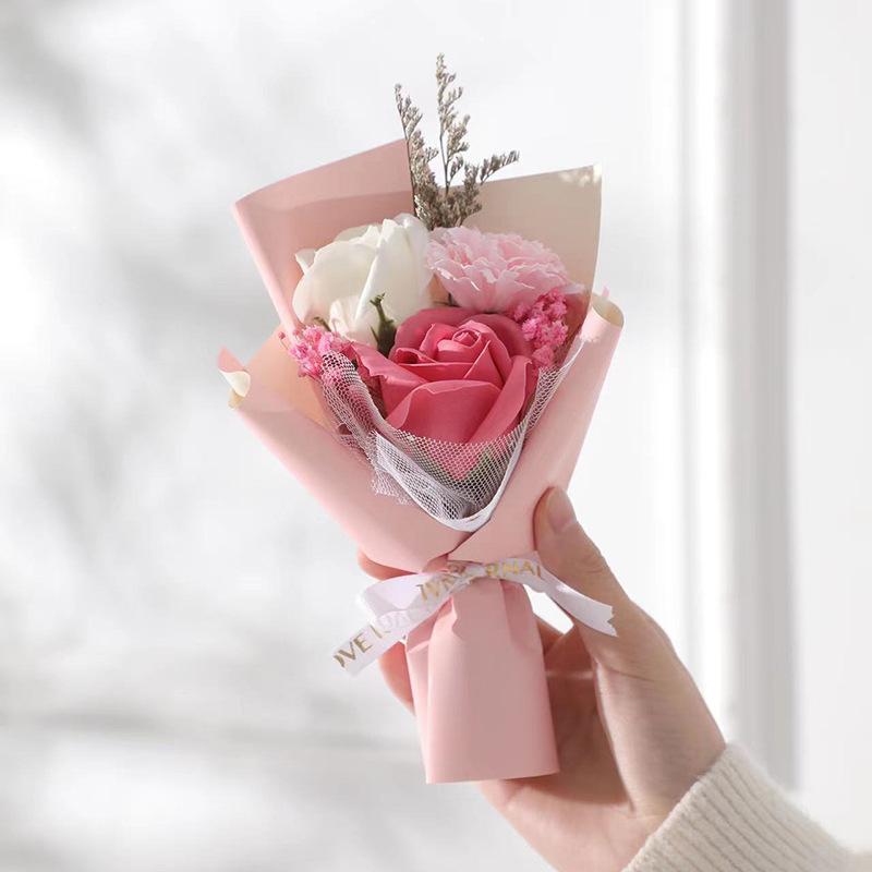 1Pc Artificial Mini Soap Flower Bouquet Fake Plants Simulation Rose Flower Valentine's Day, Mother's Day Party Gifts Decoration