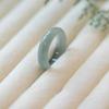 Elegant Natural Green Glass Rings Portable for Women Retro Chinese Styles Rings Portable for Any Gifts Giving Occasion