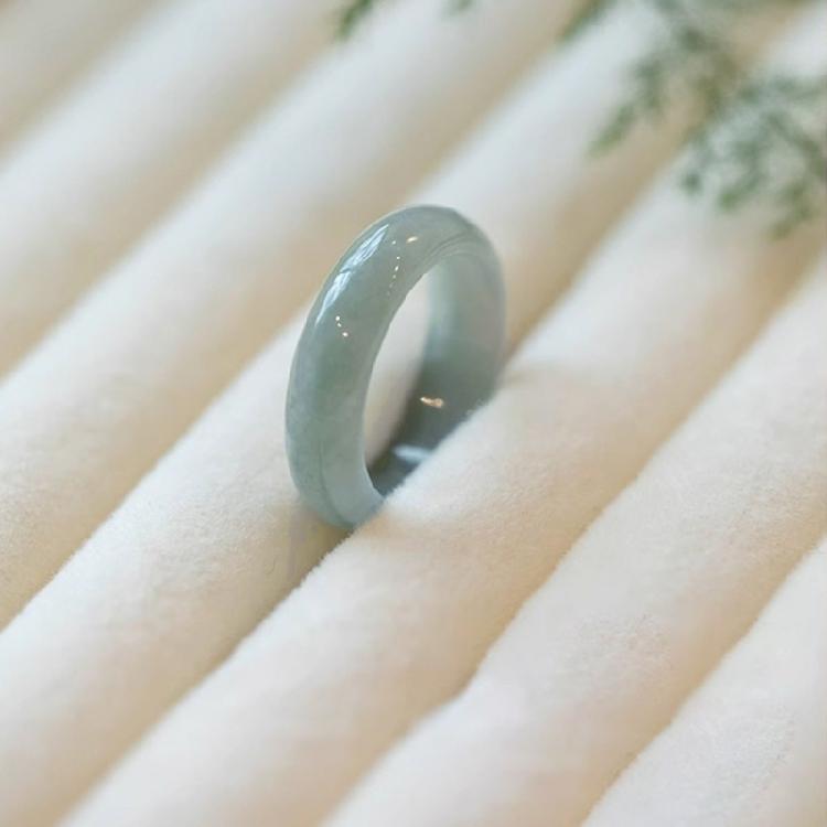 Elegant Natural Green Glass Rings Portable for Women Retro Chinese Styles Rings Portable for Any Gifts Giving Occasion