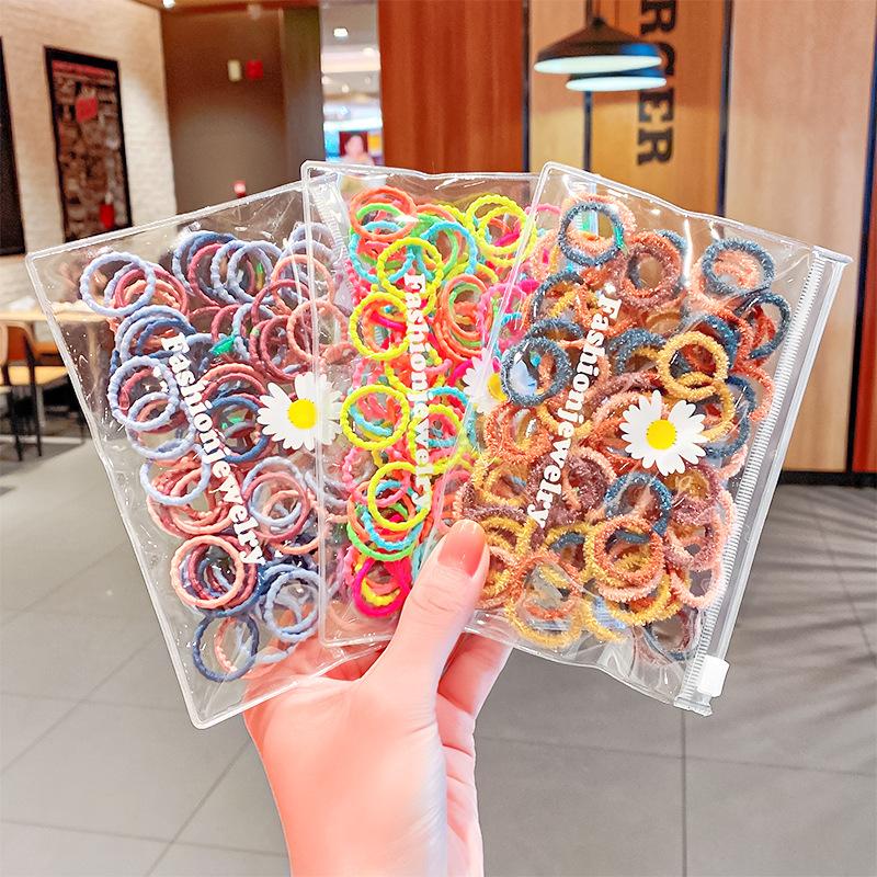 100PCS Candy Small Elastic Hair Bands Nylon Rubber Bands Girls Child Ponytail Holder Scrunchies Hair Rope Kids Hair Accessories