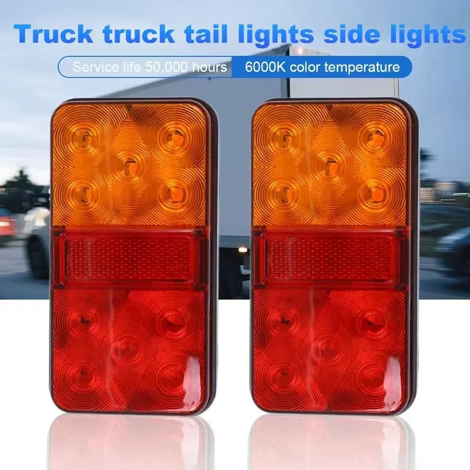 2PCS Truck Warning Indicator Light 12V Universal Trailer Tail Lights 10LED  Brake Stop Light Boat Truck Light Assembly