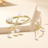 Imitation Pearl Open Arm Bangle Adjustable Armband Vintage Bracelet Ring Set  Arm Accessories