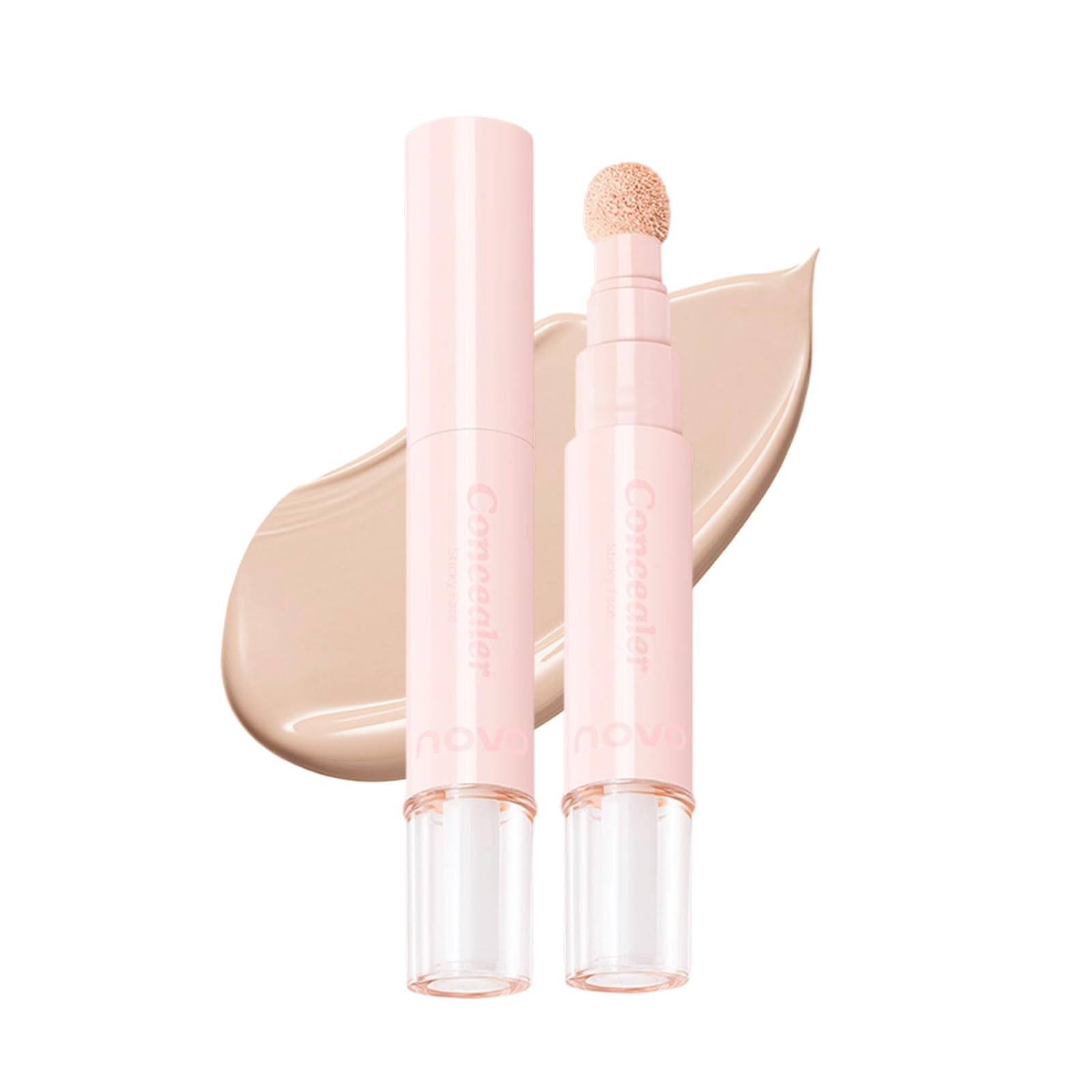 KIADZIE Liquid Concealer Peanut Butter - Corrects uneven skin tone, orange-toned corrector, sponge head, naturally covers dark circles under the