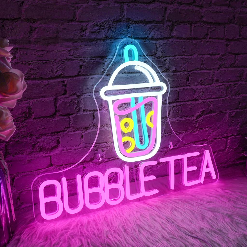 Bubble Tea Neonschild Für Wanddekoration Milchtee LED-Lichter Zimmerdekoration Für Boba-Tee-Getränk Dessertladen Auslage Willkommensschilder