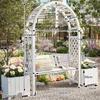 JINGGENG Outdoor Anti-Corrosion Wood Garden Arch with Bench