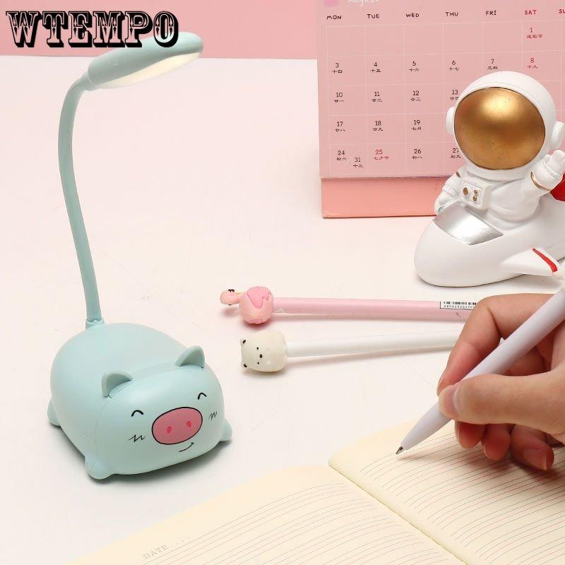 Mini Cartoon LED Desk Lamp Eye Protection Study Cute Desk Lamp Student Dormitory Bedside Lamp Rechargeable or Plug-in Night Light