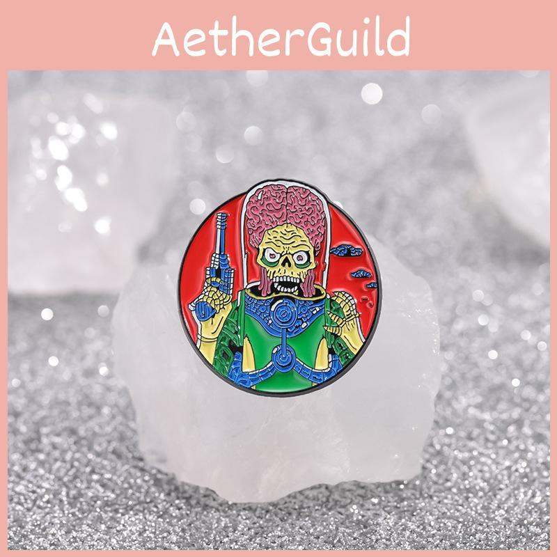 Creative Cartoon Alien Brooch Sci-fi Movie Brain Design Unique Alloy Pin For Halloween Fun