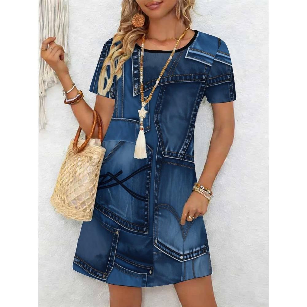 3D Plaid Patchwork Vintage Dress Retro Checkered Print Dress Women's Fashion Dress Vestidos