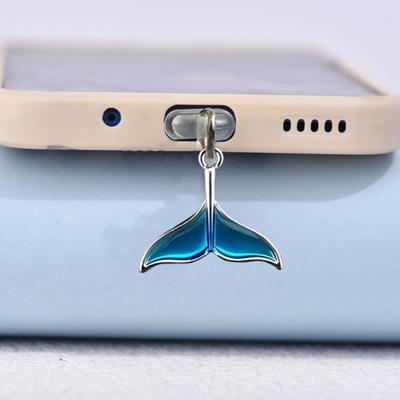 Mobile Phone Dust Plugs Silicone Reusable Mermaid Tail Charging Port Protector for IPhone for Samsung Type-C Fashionable Accessories Gift