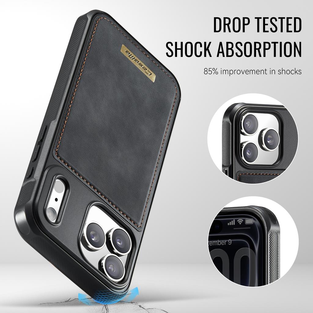 For iPhone 17 Pro Magnetic Case CASEME ME80 Series Leather PC TPU Phone Cover with Detachable Wallet