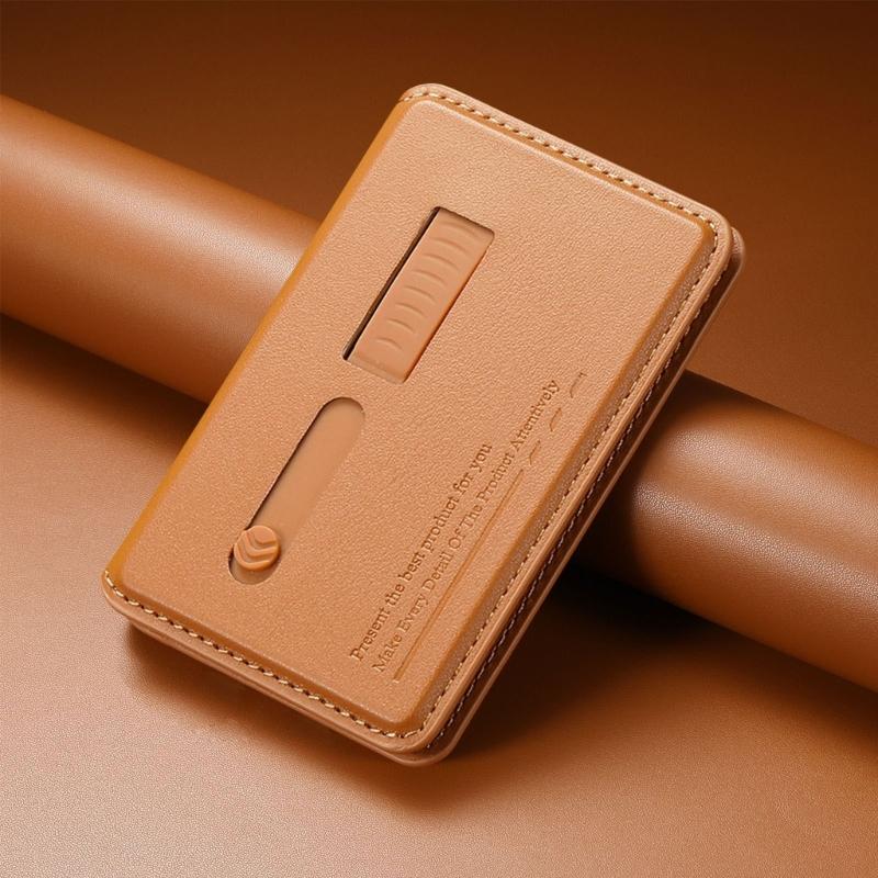 Adjustable Viewing Angle Phone Stand Card Storage Foldable Design Magnetic Backing PU Leather Construction