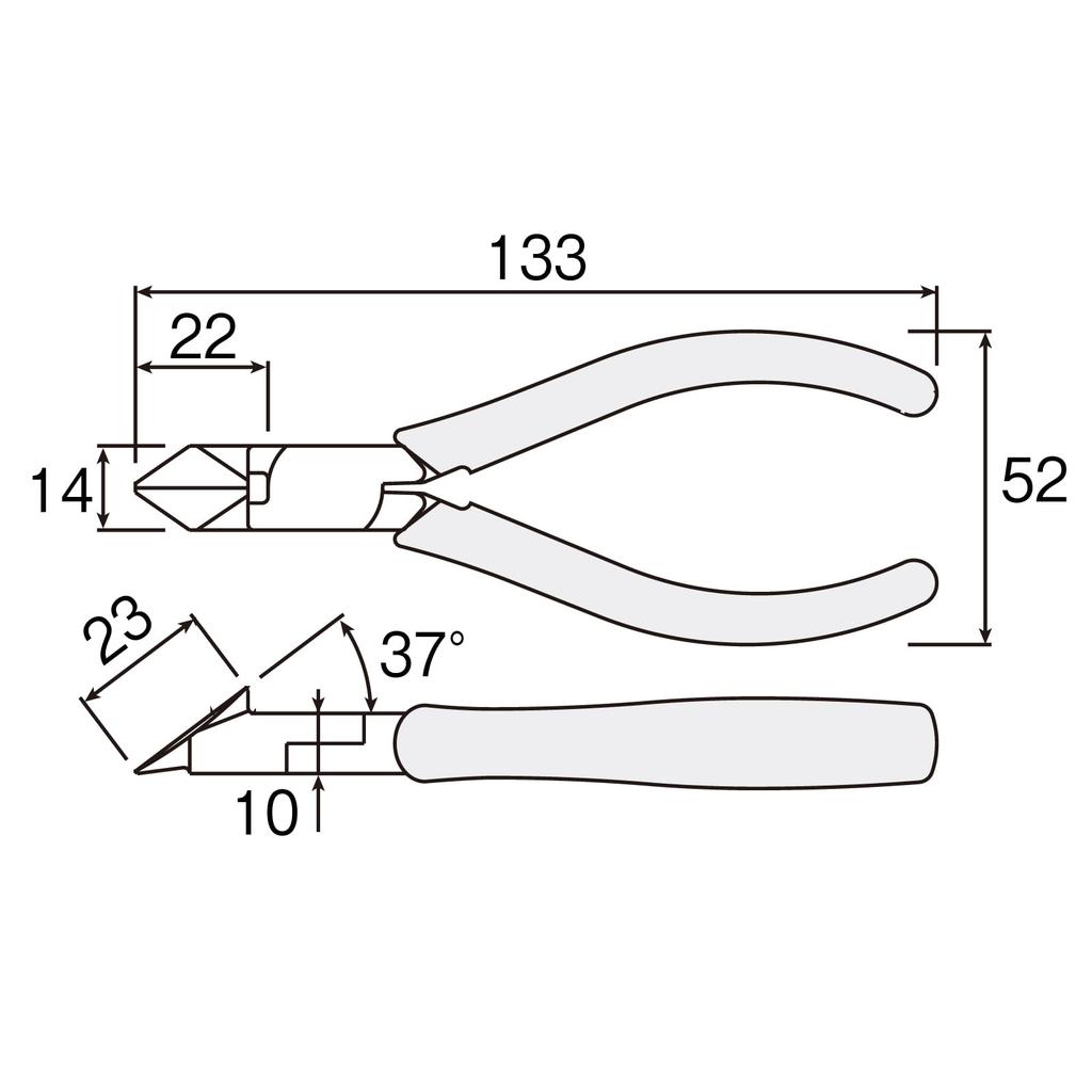 HOZAN Diagonal Nippers with Angled Ideal for Cutting Copper 133mm Long N-4-125 Sharp, Blades, Wire,